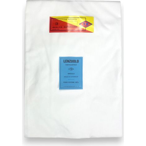 Coprimaterasso TB Poirino in cotone ritorto, adatto a materassi super alti fino a 30 cm - 3 misure Cm. 90x210x30 (1/3)