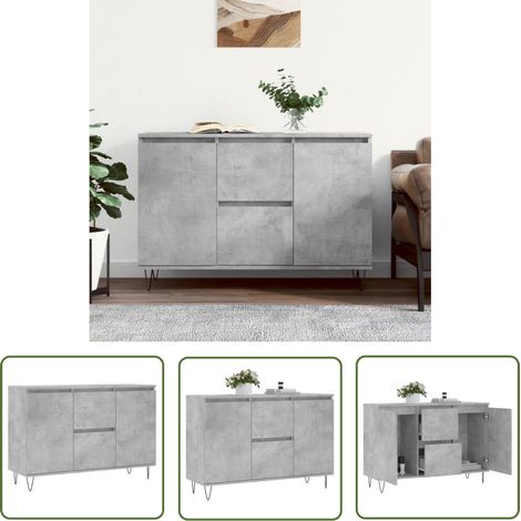 The Living Store Sideboard Betongrau 104x35x70 cm Holzwerkstoff - Sideboard - Wohnwand - Regal - Wohnzimmermöbel - Holzmöbel (1/5)