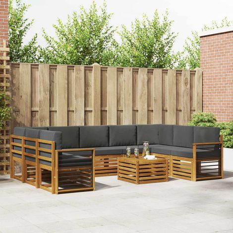 vidaXL Outdoor-Sofagarnitur 10 Stk. Natur und Anthrazit (1/5)