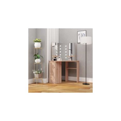 Coiffeuse d'angle avec LED Chêne 111x54x141,5 (1/5)