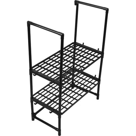 Mensola da cucina a due livelli, nera, semplice e versatile, per microonde, forno, spezie e altri oggetti.