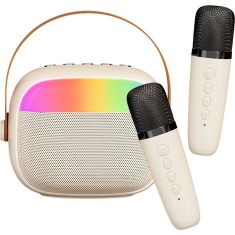 Haut-Parleur Bluetooth Portable avec 2 Microphones sans Fil, Haut-Parleur à Éclairage RVB, Haut-Parleur Surround Bass Puissant, Système Karaoké à Chargement Rapide pour Maison et Fêtes en Extérieur (1/5)