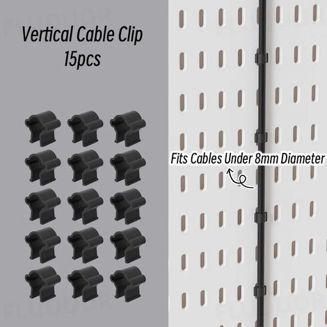 (Clips pour câbles en V B) Organisateur mural sans perçage pour panneau perforé, étagères de rangement modulaires avec crochets et accessoires, salle de jeux, cuisine, bureau (1/5)