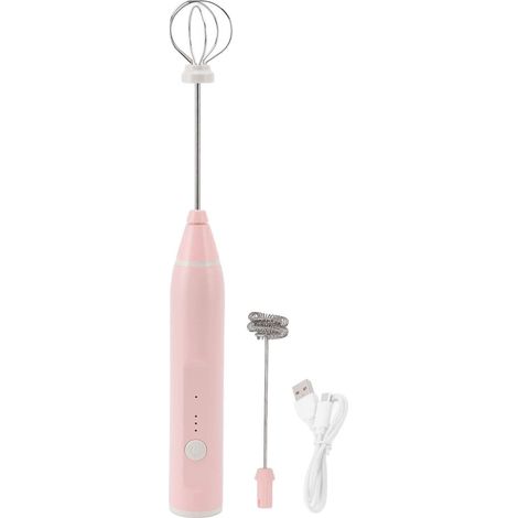 Mini mélangeur électrique portatif pour mousse de lait, fouet électrique multifonction, batteur à œufs électrique, mousseur à café avec 2 têtes de fouet pour le café (rose) (1/5)