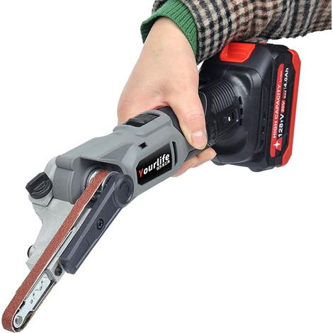 Belt Sander for 18V Battery, 6 Speed Electric File, 35° Adjustable Belt Sander, Belt Sander for Wood and Metal Polishing (No Battery) (1/5)