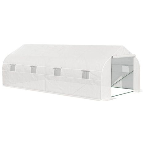 [JAMAIS UTILISÉ] Outsunny Serra a Tunnel 6x3x2m con 8 Finestre e Porta Avvolgibile, Serra per Orto con 4 Picchetti e 4 Funi Incluse, in Acciaio e PP, Bianco