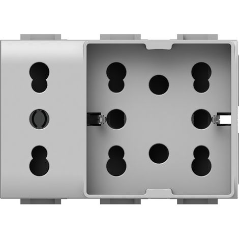 Modulo presa multistandard, 10A, 16A e schuko, serie P, bianco, compatibile con serie Vimar Plana - 4Box Side XL 4B.V14.H21.XL
