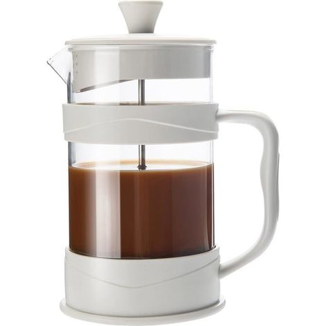 Presse café/thé à piston 350ml avec poignée en bambou et verre résistant à la chaleur,cafetière française à infusion froide,blanc (1/5)
