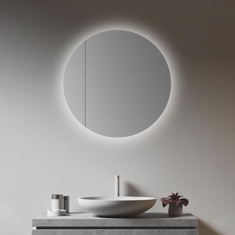 Armoire de Salle de Bain avec Miroir Doré/Blanc Ø 60 cm – avec Corps en Aluminium – Meuble de Salle de Bain Moderne avec éclairage LED intégré – Miroir (1/5)