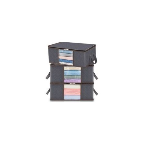 Lot de 3 sacs de rangement 35L – Pliable sous lit – Housse avec fenêtre transparente – Tissu non tissé incolore – 48x36x20 cm (1/5)