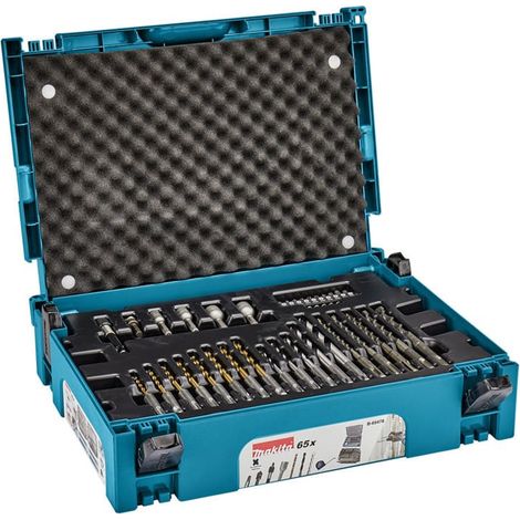 Makita – Coffret de vissage-perçage 65 pièces – B69478 – emmanchement SDS-Plus – Forêts métal, bois et béton – Pour travaux intensifs