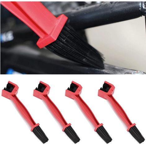 4 PCS Brosse Chaîne De Nettoyage, Multifonction 3 Côtés Résistants Poils Brosse Nettoyeur Laveur Remover, Épurateur Outil Pour Engrenages Chaîne Pour Scooter De Chaîne Vélo Et Moto (Rouge) (1/5)