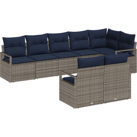 Sofa Set 8 pcs Grau Poly-Rattan vidaXL