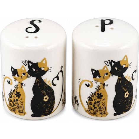 Salière et poivrière chats noir et or (1/2)