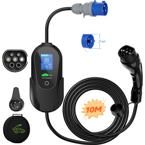 Tragbares EV-Ladegerät, Intelligente Ladesteuerung, Einstellbare Stromoptionen, Typ2 10M mit App (1/2)
