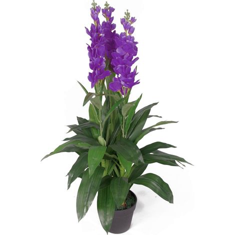 100cm Artificial Cymbidium Orchid Plant - Extra Large - Purple Flowers (1/5)