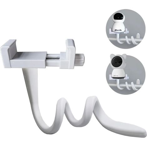 Support universel pour babyphone, plus long, en silicone blanc flexible, pour caméra bébé (1/5)