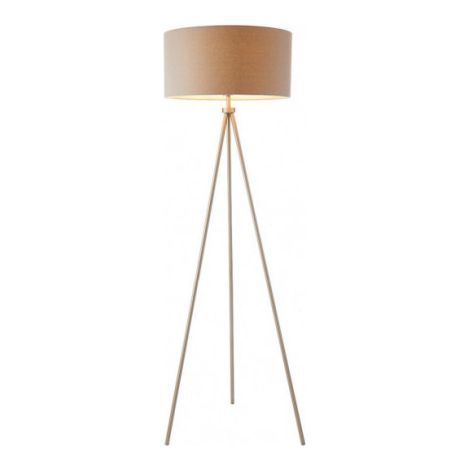 Endon Tri - Lampadaire 1 Lumière Nickel Mat, Effet Lin Gris, E27 (1/5)