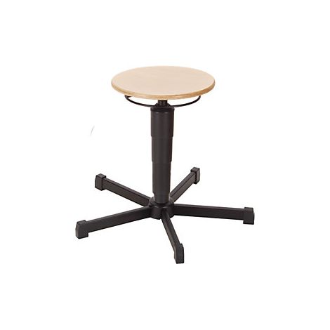 Arbeitsdrehhocker  Sitz aus Buchenholz  Höhenverstellbar  Mit Bodengleitern (1/2)