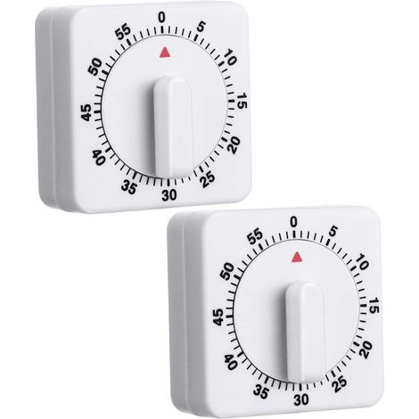 2 minuteurs de cuisine mécaniques : minuteur à compte à rebours de 60 minutes avec signal sonore puissant, mini-horloge pour la cuisine, les devoirs et le sport. (1/5)