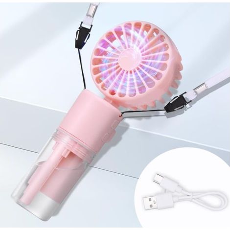 Tragbarer Wassernebelventilator – 4000 mAh – Mini-USB-Ventilator mit 4 Geschwindigkeitsstufen und wiederaufladbarem Akku – Kühlender Nebelventilator für Büro und Reisen (1/5)