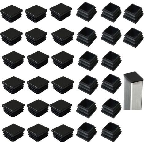Packung mit 32 Lattenabdeckungen aus 40x40 mm Vierkantrohr, schwarzer Kunststoff, quadratische Abdeckungen für Metallprodukte/Stühle/Sofas/Tische (1/4)