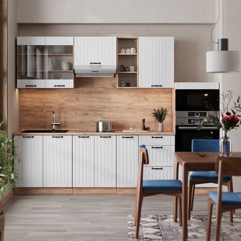 Cuisine Fame-Line, Blanc campagne, 280cm sans PT, Vicco