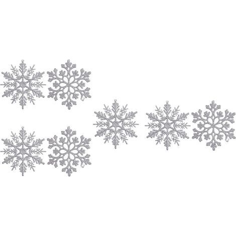 Set mit 7 silbernen Schneeflocken, 10 cm, in Form von Reiskuchen und Korallen, aus glitzerndem Kunststoff für Weihnachtsbäume, Weihnachtsbaumschmuck (silber) (1/5)