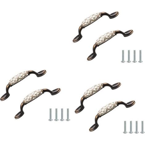 Juego de 6 tiradores de cerámica vintage para armarios de cocina, aleación de zinc, distancia entre orificios: 96 mm (1/5)