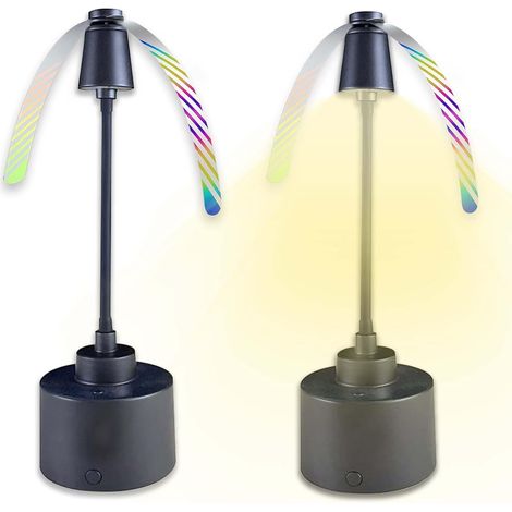 SWTHM 2er-Pack Fliegenventilatoren – Schwarz, 360° faltbarer Schwanenhals, gelbe LED, leise, chemikalienfrei, ideal für Tisch und Camping (1/4)