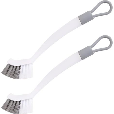 Brosse Nettoyage Salle de Bain,Brosse de Nettoyage Cuisine,2 Brosses,Blanc Gris,Outil d'élimination des Taches intégré,pour Cuisine,Salle de Bains (1/5)