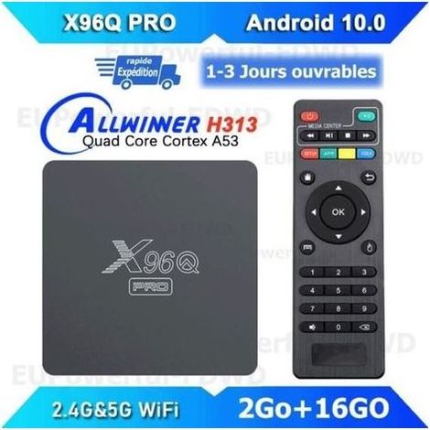 Android tv box X96Q PRO Boitier iptv Dual Wifi BT -2Go+16Go- Allwinner H313 6K , boitier multimedia Netflix Google Store (1/4)