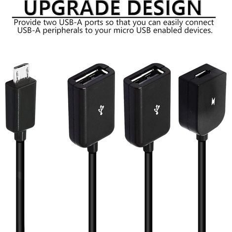 Micro-USB-auf-Dual-USB-Kabel, Micro-USB-Stecker auf 2 USB-Buchsen OTG-Splitter mit Micro-Buchse für Android-PCs, Tablets, Smartphones und mehr (1/5)
