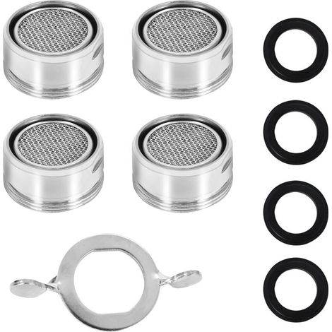 Aérateur de robinet 4 pièces avec filtre M24, aérateur de robinet économe en eau pour cuisine et salle de bain, en acier inoxydable avec aérateur ABS + 4 joints et 1 (1/5)