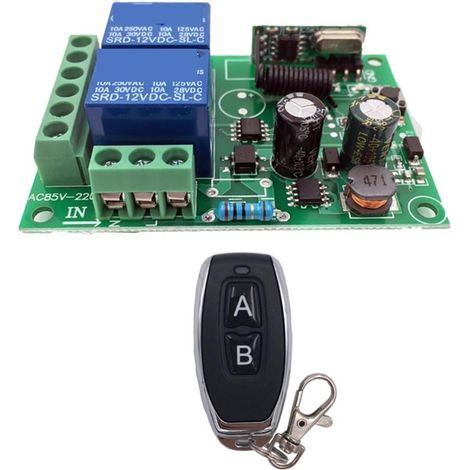 Kit d'ouvre-portes automatiques Récepteur et émetteur de relais ca à télécommande sans fil universelle 433MHz for le contrôle universel de la porte de garage et de la porte pour accessoires de portail (1/5)