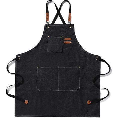 Tablier de travail imperméable, respirant, ajustable et épais, unisexe, avec poches, pour barbecue et jardinage, noir. (1/5)