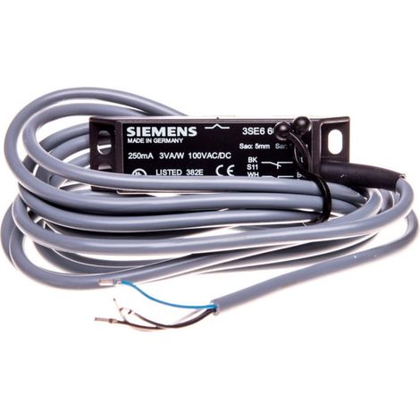 Interruptor de seguridad magnético rectangular de 25x88 mm, 2R, cable de 3 m /sin actuador 3SE6704-2BA/ 3SE6604-2BA