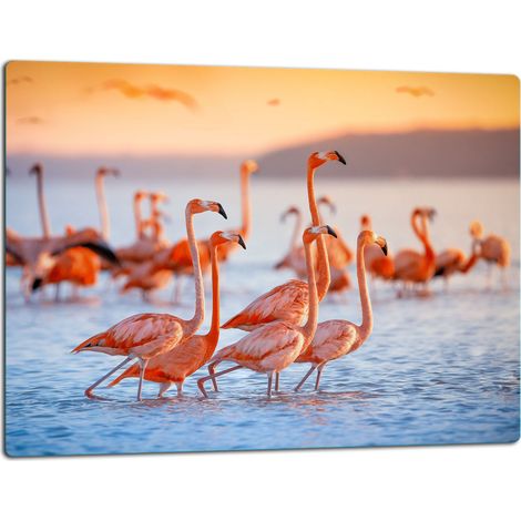 Schneidebrett aus Glas, 52x40 cm, Flamingos Beach (1/5)