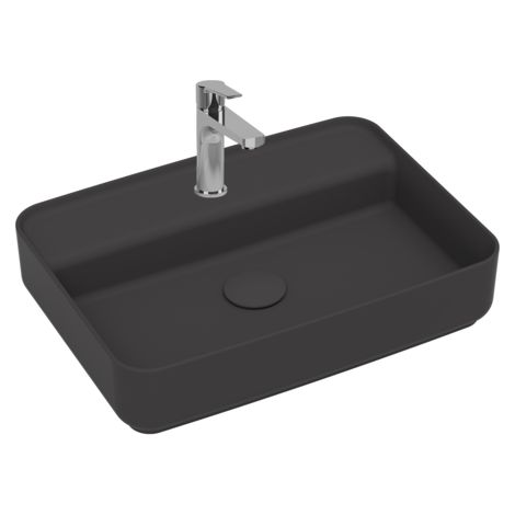 LAVABO D'APPOGGIO RETTANGOLARE CON FORO RUBINETTO INFINITY Misura: Antracite Opaco L. 55 cm (1/2)