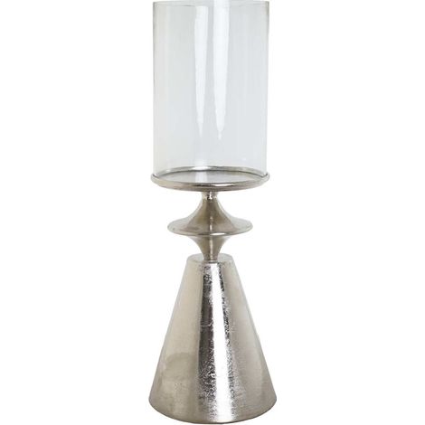 Porte-bougie en verre et aluminium élégance argentée - Argenté éclatant et élégant (1/4)
