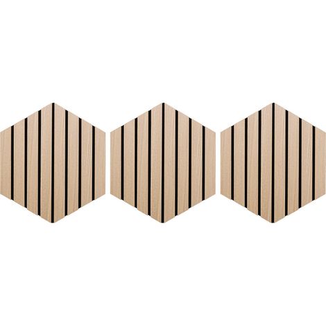 Lot de 3 Panneaux Déco Hexagonal "Colva" 30x26cm Naturel