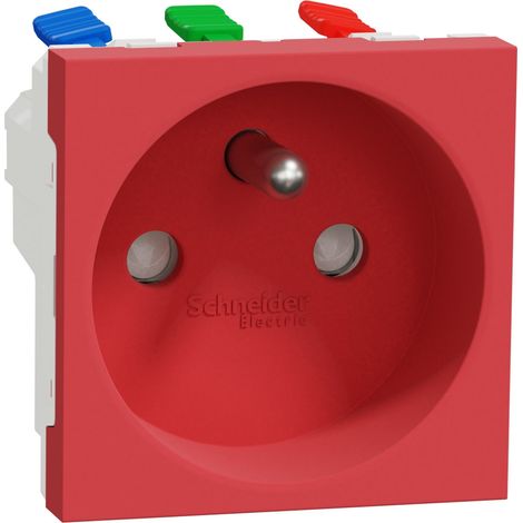 prise de courant - 2p+t - bornes auto - rouge - schneider electric nu305903 (1/5)