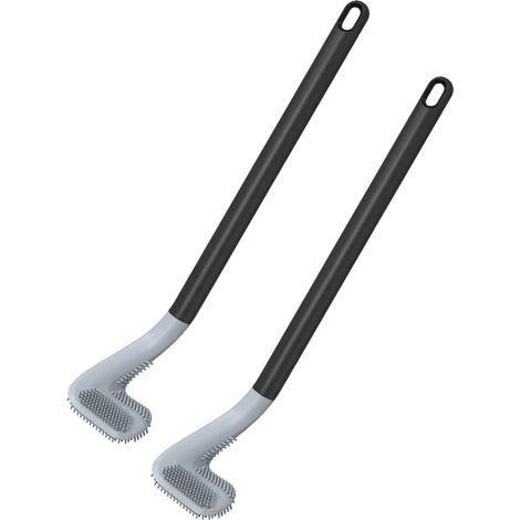 Cepillo de inodoro 360 Soporte de cepillo de inodoro de golf, Cepillo de limpieza de inodoro de silicona flexible Cepillo de limpieza de inodoro de baño de mango largo Montaje en pared (Negro) (1/5)