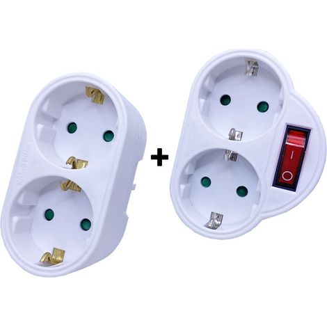 Adaptateur Convertisseur Multiprise EU/DE 1 vers 2 (avec Interrupteur) – Kit Combo 16A/250V (1/5)