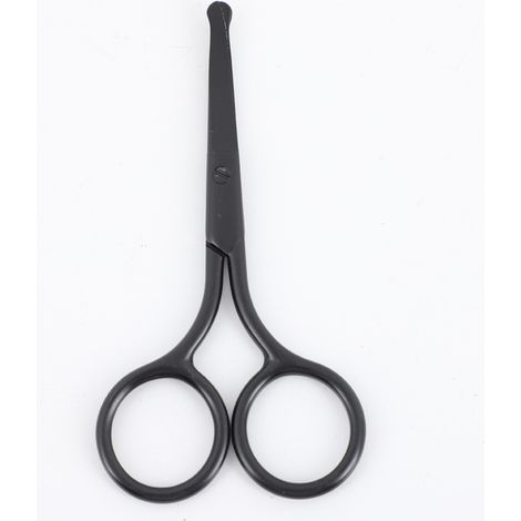 Lot de 2 ciseaux noirs arrondis pour les poils du nez, ciseaux de 10 cm pour les poils des oreilles, ciseaux arrondis en acier inoxydable, pour les poils du nez, des oreilles et de la moustache (1/5)