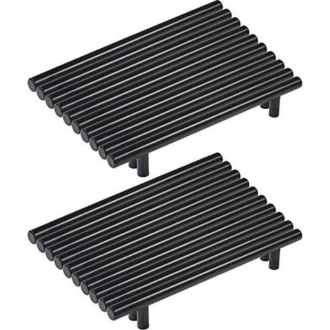 Lot de 20 poignee de meuble cuisine noir en acier inoxydable poignée meuble noir en T Bar Bâton Cuisine，Ø 12mm (Hole Centers:160mm)