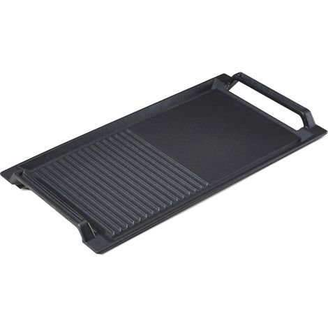 Arebos – Plaque de gril en fonte 43,6x22,9cm – Revêtement émaillé mat – Compatible induction – Surface à nervures et lisse
