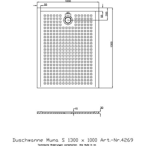 Receveur de douche Hoesch MUNA S avec antidérapant 1300x1000x30mm blanc