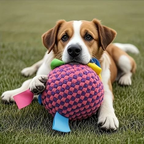 Balle interactive pour chien Irovami Ring Sound Training, jouet à mâcher violet