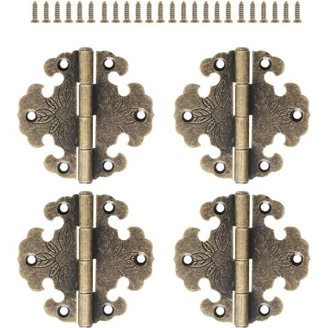 4 Pieces Antique Hinges - Decorative Hinge - Mini Retro Hinge - Door Hinge - Vintage Bronze Hinges, For Decorating Cabinets, Wooden Doors, Bookcases (1/5)